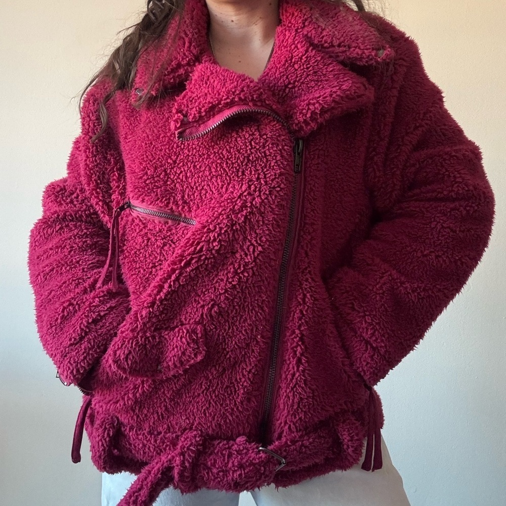 We The Free Burgundy Teddy Jacket - Picture 3 of 12
